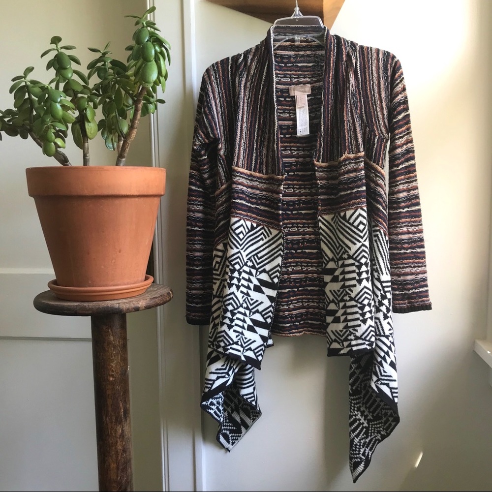 Mixed-media cardigan sweater